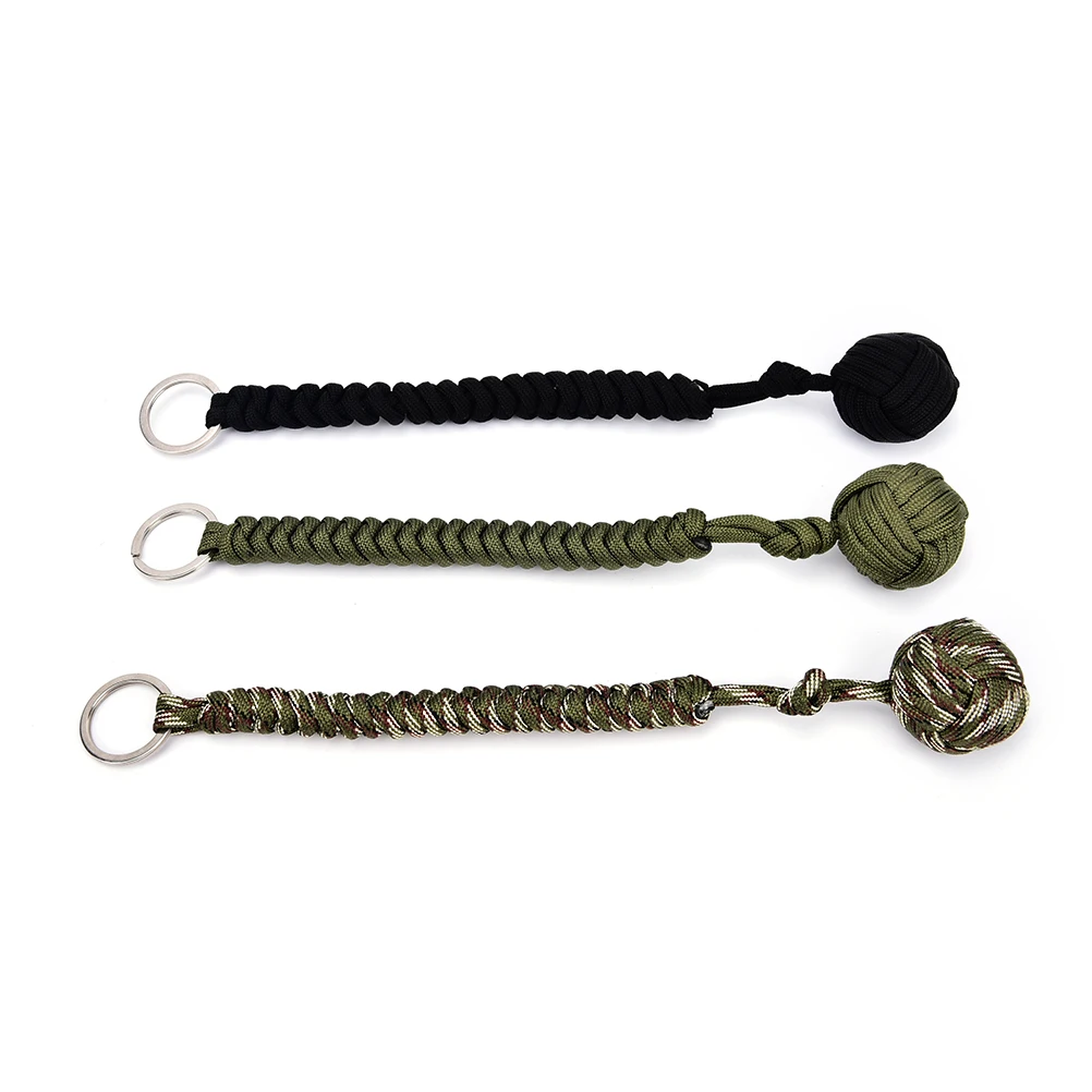 1x paracord بقاء المفاتيح مع الثقيلة الصلب الكرة داخل يمكن استخدام سكين الحبل الطوارئ بقاء أداة 3 ألوان