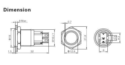 ELEWIND 16 мм с фиксацией типа RGB led Цвет(PM162F-11ZE/J/RGB/12 V/A 4 контакта для светодиодов