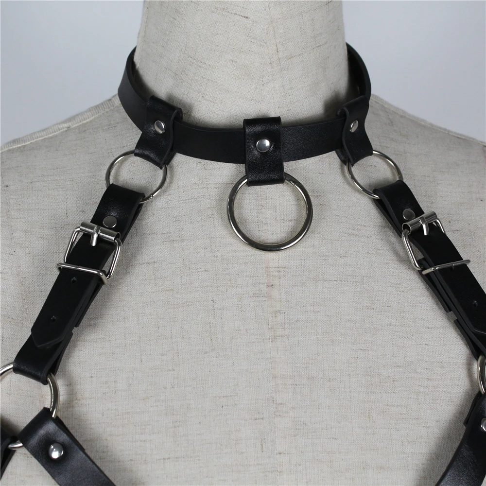  Boogeaneel Women Belts Punk Rock Halterneck Choker Gothic Leather Harness Body Sexy Bondage Cage Bu