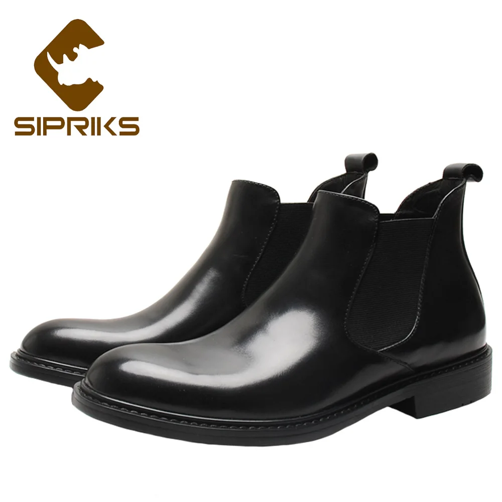 Sipriks/Классические ботинки «Челси» с круглым носком в стиле ретро; мужские ковбойские ботильоны; Черные слипоны из натуральной кожи; обувь с ... Sipriks/Классические ботинки «Челси» с круглым носком в стиле ретро; мужские ковбойские ботильоны; Черные слипоны из натуральной кожи; обувь с ...
