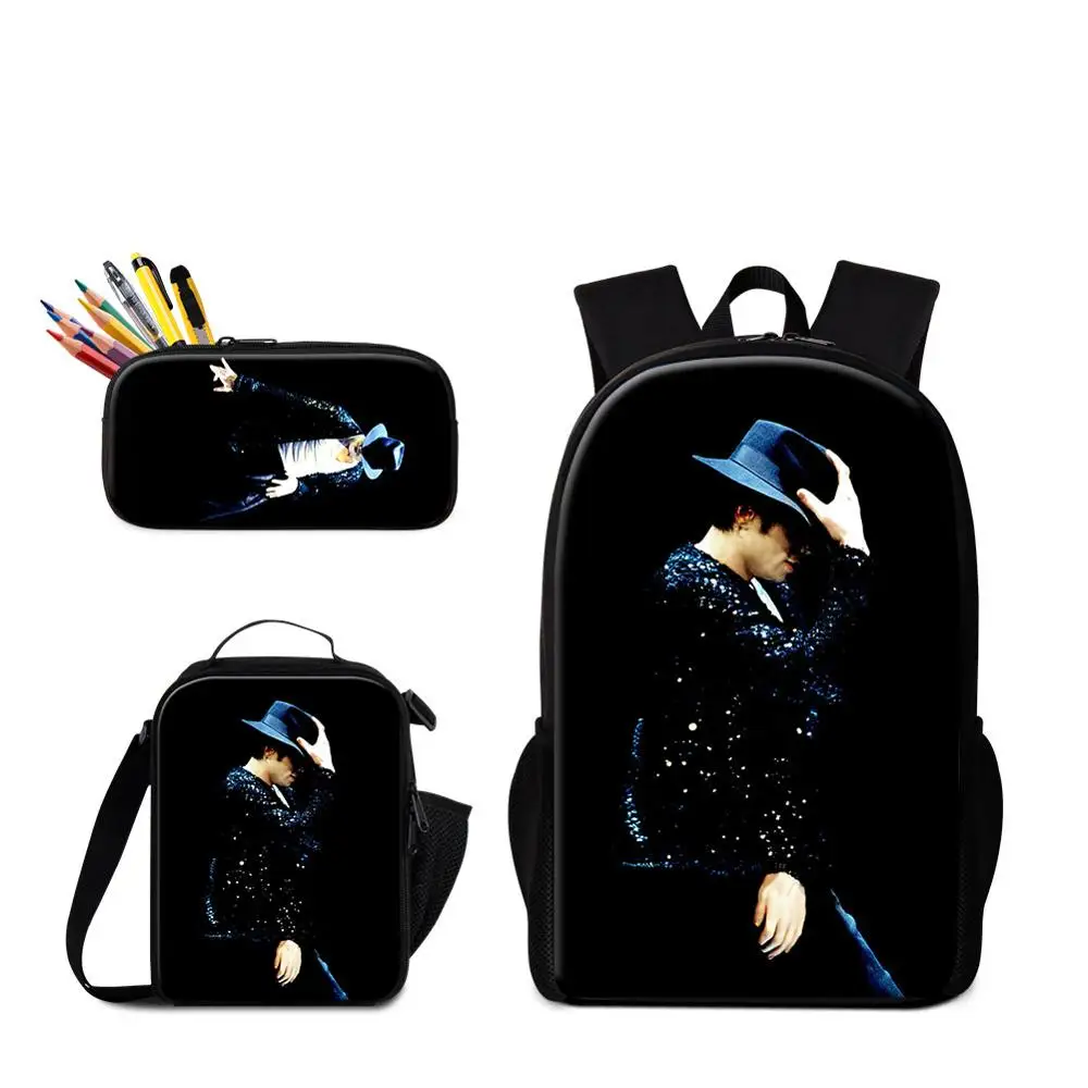 

2019 Kids Mochilas Mujer Fashion 3pcs/Set Michael Jackson Printing Women Backpack Teenage Girls Boys School Bags Male Schoolbag