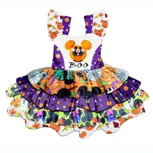 summerSleeveless purple and orange multi-layer dress cute print baby girl dress