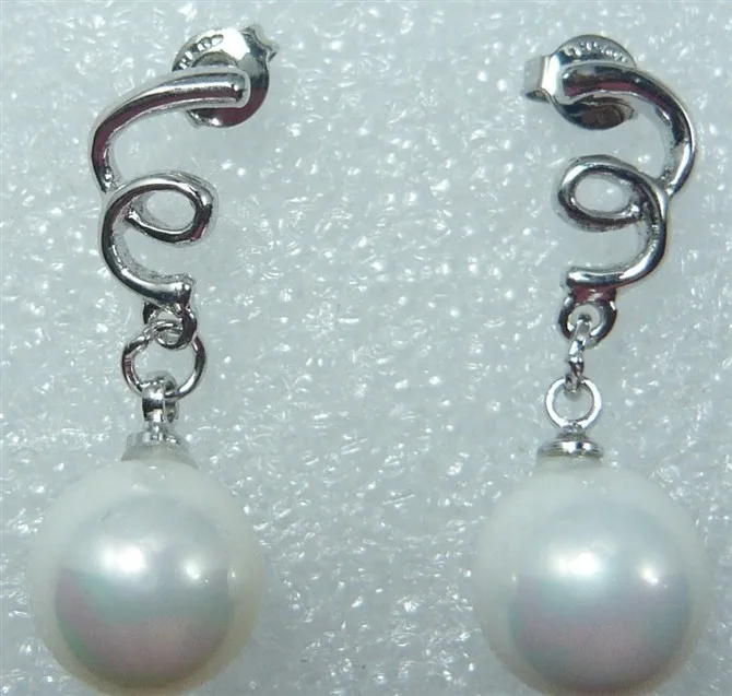 

2 mental colors wholesale factory price noble 18kgp/silver plated 10mm white shell pearl earrings#402