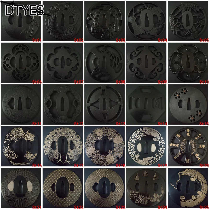 Катана Настройка-крепления для катаны железа Tsuba серийный номер St01-St25 на выбор