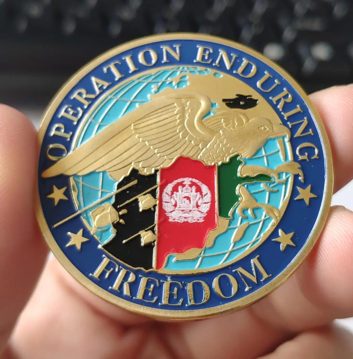 

Quality! Operation Enduring Freedom Afghanistan Challenge Coin, Gold plated round coins, free delivery, 1/3/5pcs/lot