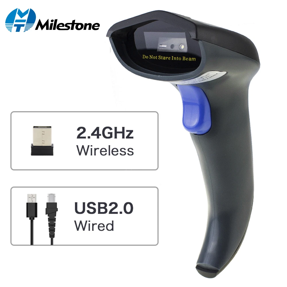 Milestone MHT W8 2D Wireless QR Barcode Scanner PDF417 Bar Code Reader Wireless CCD 2 4GHz 1