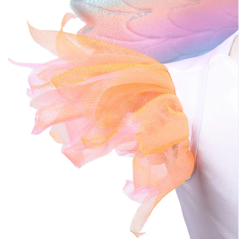 Нарядное платье с единорогом для девочек; Радужная юбка с блестками; свадебное платье с обручем для волос; Комплект крыльев для костюмированной вечеринки; От 5 до 12 лет