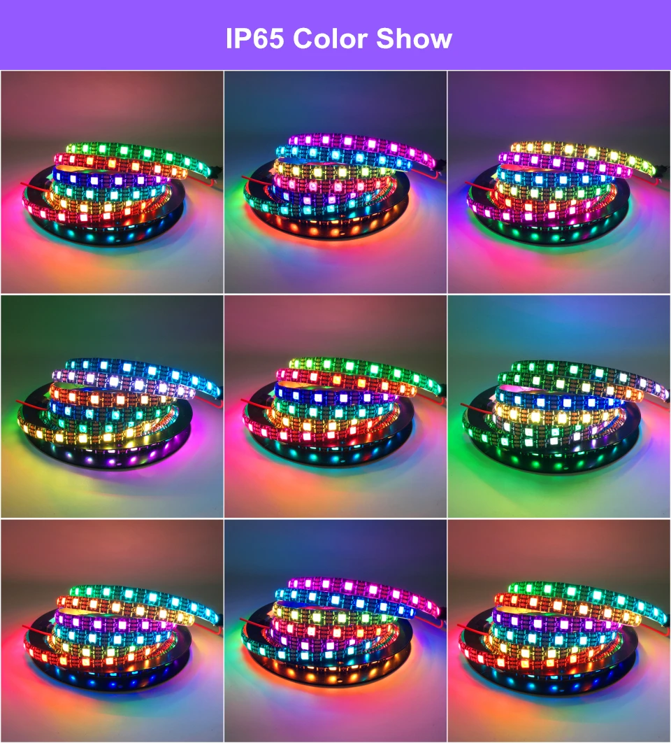0 5 м 1 2 3 4 WS2812B 30/60/144 светодиодов/м пикселей 5050 rgb индивидуально адресуемых