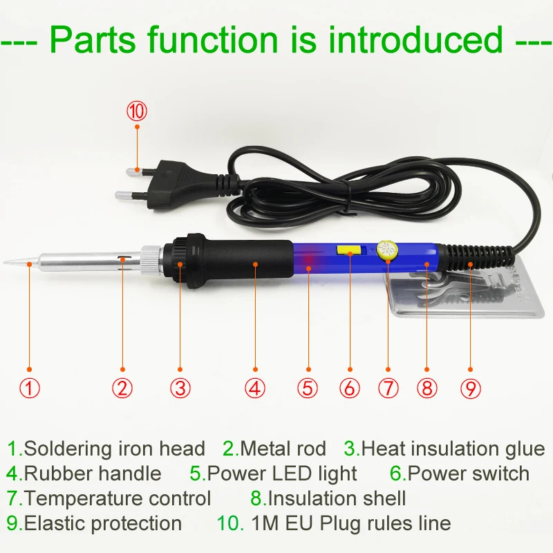 DGKS 60W Power Switch Adjustable Temperature Electric Soldering Iron Set Welding Solder Station Heat Pencil Repair 10ps Tool Kit