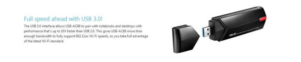 Usb-адаптер Wi-Fi ASUS USB-AC68 Dual-Band AC1900