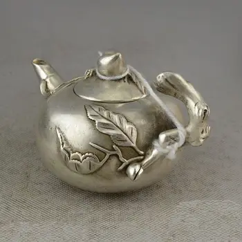 

Marked Old China Chinese Silver Lucky Longevity Peach Teapot Tea set Tea maker