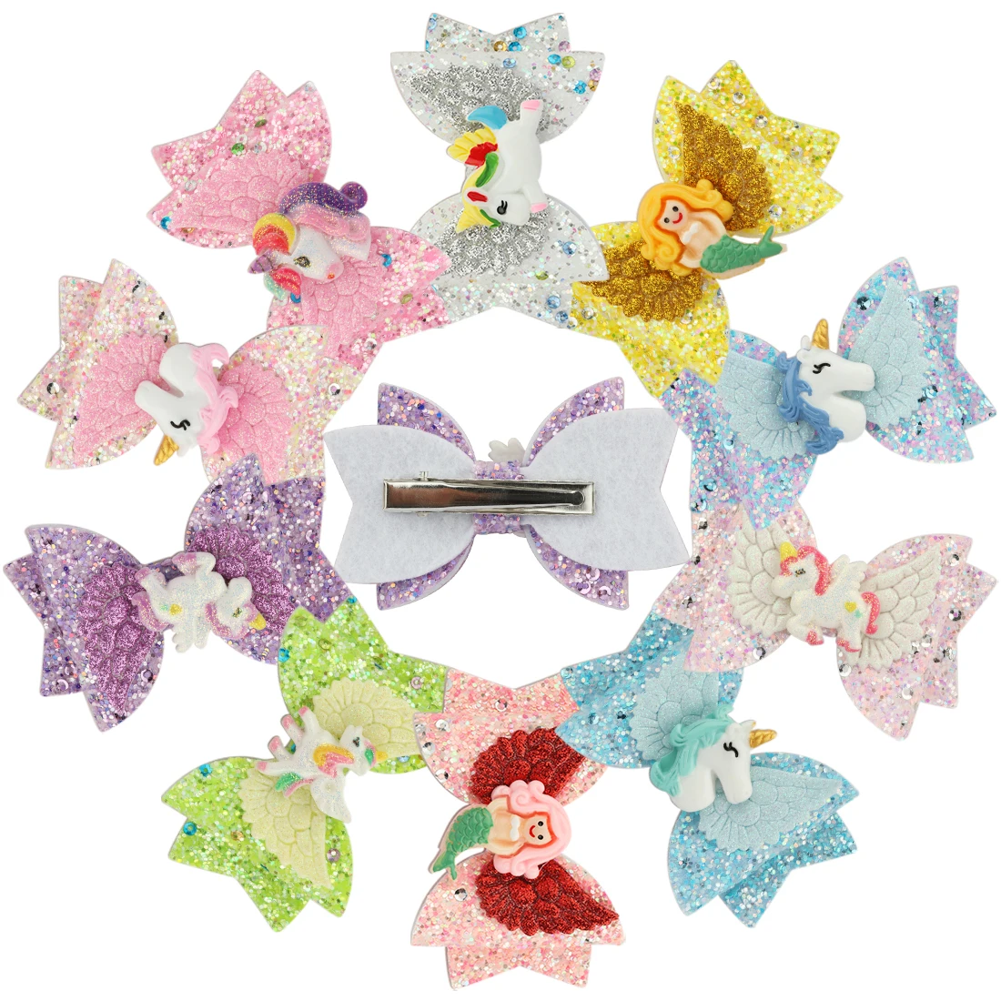 

1 PC Girls Glitter Hair Clips Wing Fly Hairpins Unicorn Resin Hairclip Sequin Shinning Mermaid Rainbow Children Hair Accessories