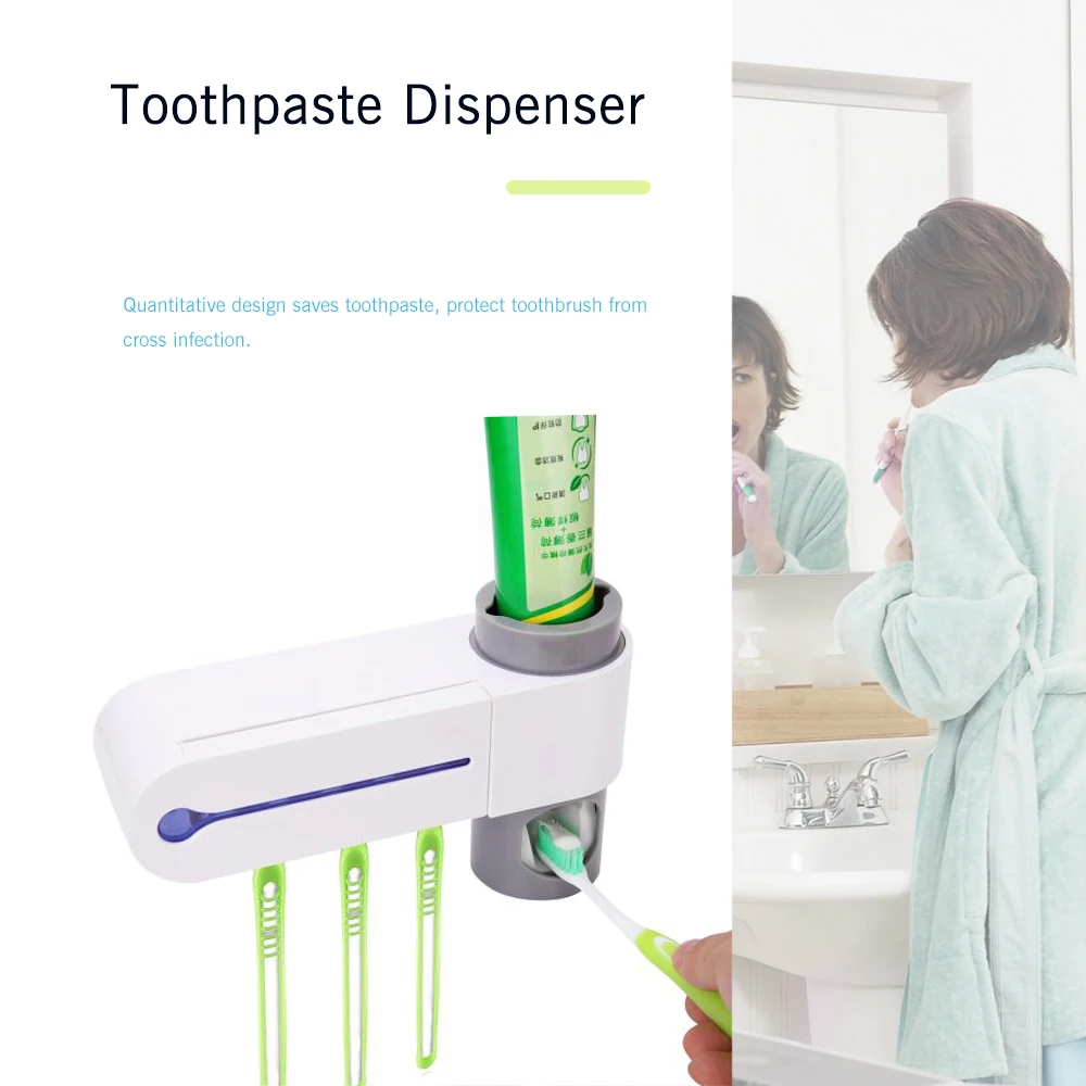 ABEDOE UV Light Ultraviolet Toothbrush Automatic Toothpaste Dispenser Sterilizer Toothbrush Holder Cleaner Toothbrush Sterilizer