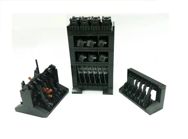 

Firearms equipment storage rack blocks city blocks weapons swat police military model Building kits Bricks Block original Toy