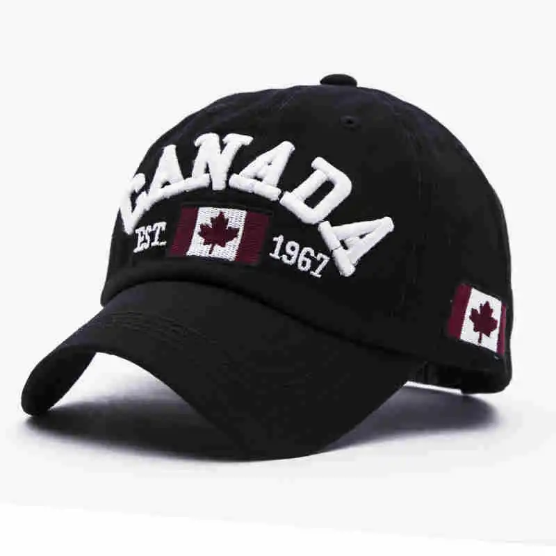 Хлопок Gorras канадский бейсбольный Кепка Флаг Канады Кепка Snapback Adjuatable Мужская бейсболка s бренд Snapback Кепка - Цвет: Черный