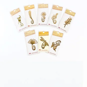 

40 pcs/Lot Golden feather bookmark Metal book mark for reading Stationery office School supplies marcadores de livro F409