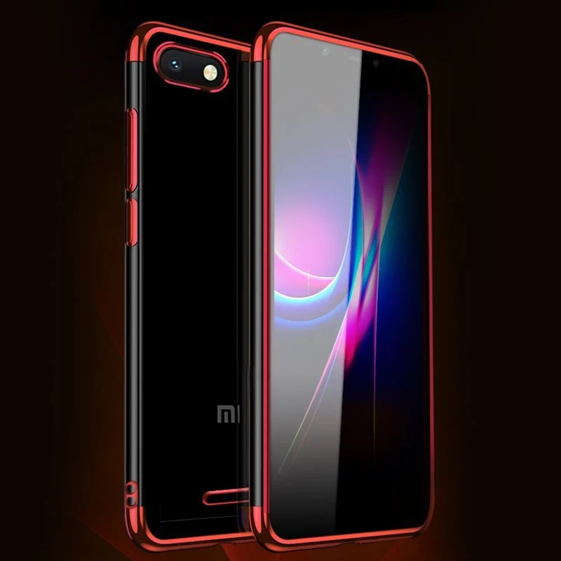 Чехол для Xiaomi Redmi 6A, мягкий силиконовый защитный бампер, прозрачный чехол для Redmi 6A, противоударный чехол 5,84'' - Цвет: Красный