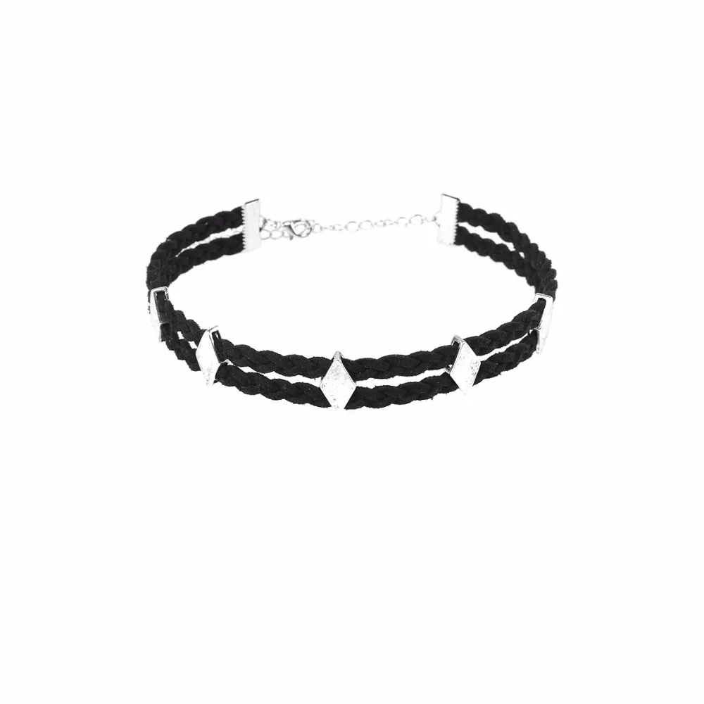 Trendy Women Velvet Choker Necklace Fashion women Puck black leather hot mails silver necklaces False collar Gothic Costume Jewelry-2 (8)