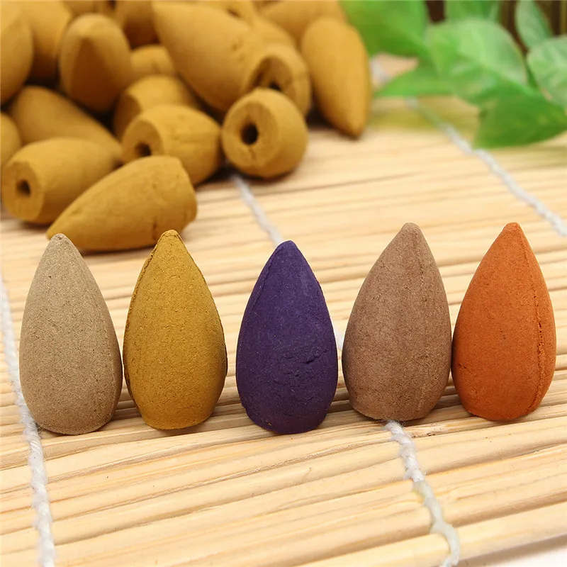 

KiWarm Useful 50pcs Natural Tower Backflow Incense Cones Hollow Buddhism Smoke Cones Lavender Jasmine Sandalwood Aromatherapy
