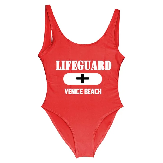 LIFEGUARD Funny Slogen Swimwear Women 2018 Swimming suit for Women One