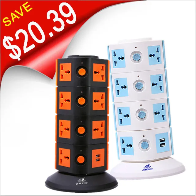 Best Price Universal Extension Tower Socket USB Power Outlet 2100mA 4