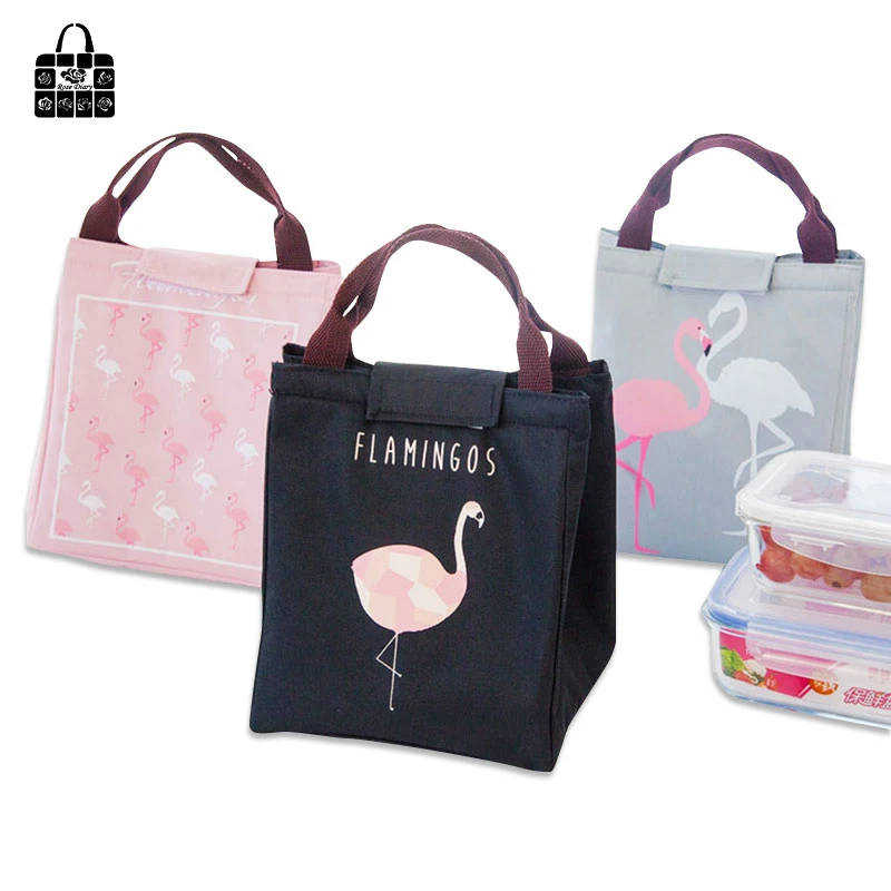 

Rose Diary Practical portable cartoon flamingo Oxford waterproof lunch bags leisure picnic bags lunch bags food insulation bag