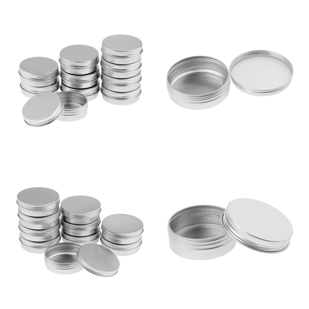 20pcs Aluminum Tin Jars Cosmetic Containers Round Tin Cans with Screw Cap Lid for DIY Crafts Cosmetics Salve Candle Travel