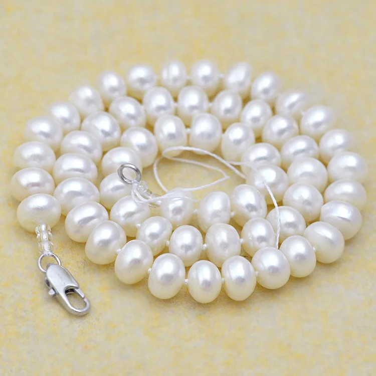 

8x6mm Natural Freshwater Pearls Beaded Necklace 42cm Jewelry,Fine Gemstone Pearl Bead Jewelry For Woman Gifts With Certificate