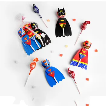 

10 Sheets Cartoon Super Hero Lollipop Wrapping Paper Bags Kids Birthday Party Decorations Candy Holder Treats Packaging Bags