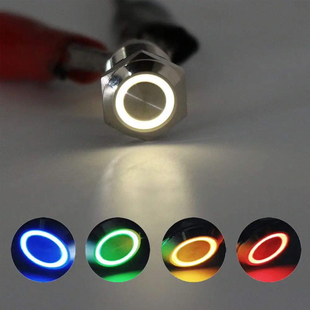 12 мм металлический сброс кнопки сигнал переключения света водонепроницаемый с Светодиодный источник питания 4-контактный переключатель