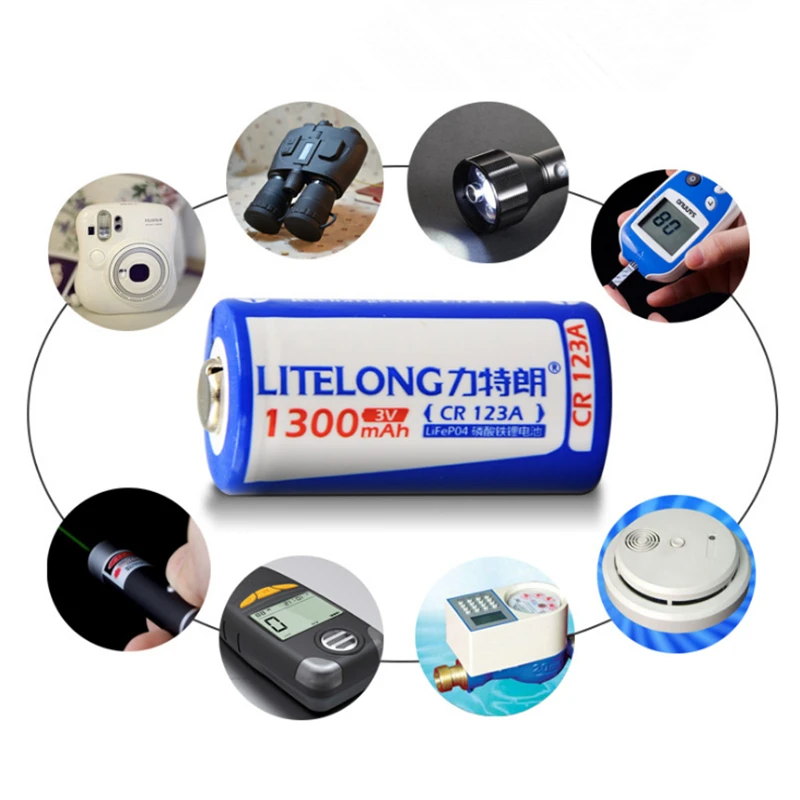 LITELONG 1300mAh CR123A LiFePo4 аккумуляторная батарея+ 2 слота интеллектуальное зарядное устройство для 3V CR 123A батареи