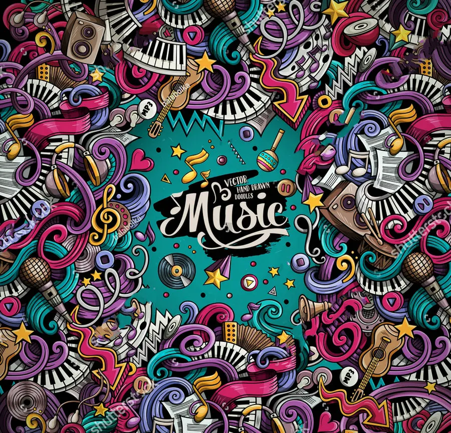 Cartoon 3d Doodles Music  Graffiti  photo studio background 