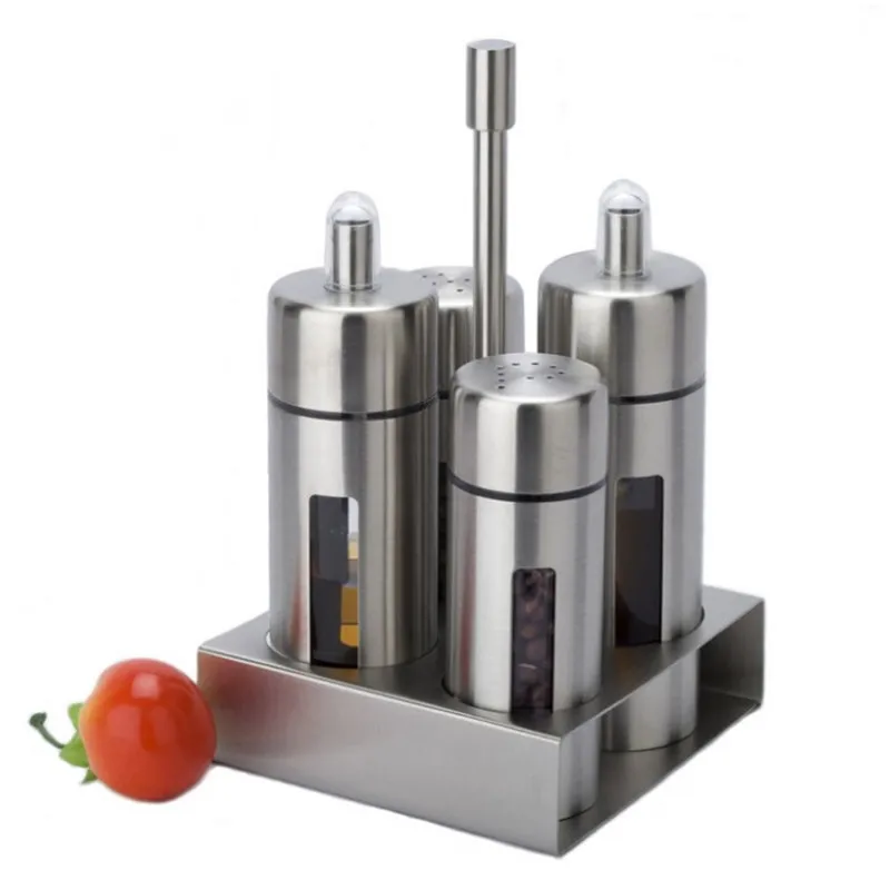 

Products Foxdale Stainless Steel Salt and Pepper Shakers, Oil and Vinegar Bottles Set, Silver