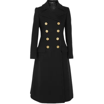 

Autumn winter new classic double-breasted military style uniform long section Slim woolen coat