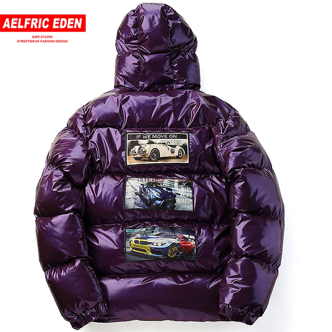 Aelfric Eden Harajuku мужские зимние теплые парки с капюшоном в стиле хип хоп Глянцевая