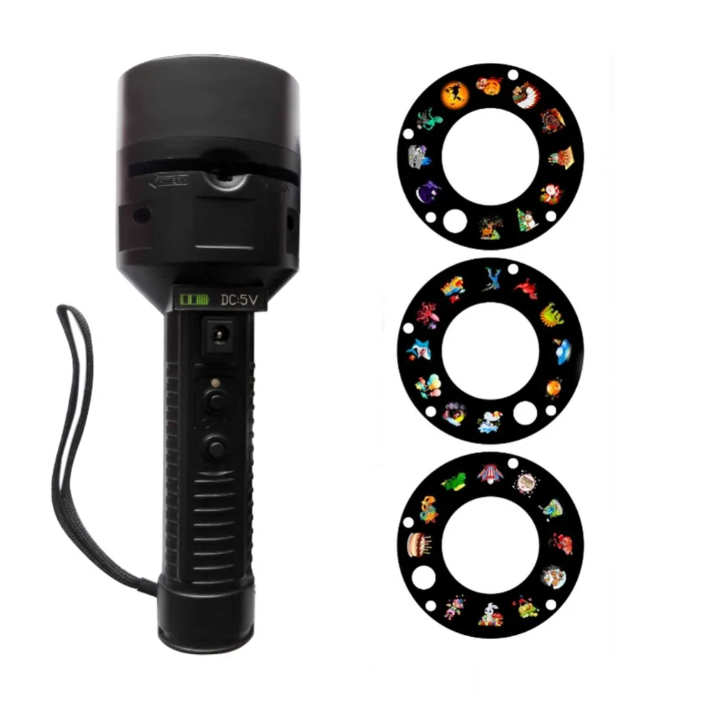 2 in 1 LED Projector Lamp Decoration Light & Handheld Flashlight with 3