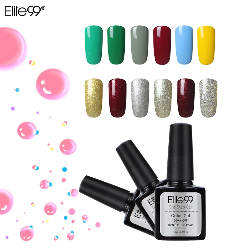 

Elite99 10ml UV LED One Step Nail Gel Polish Manicure Varnish No Need Top Base Coat Soak Off LED 3in1 Gorgeous UV Polish Lacquer