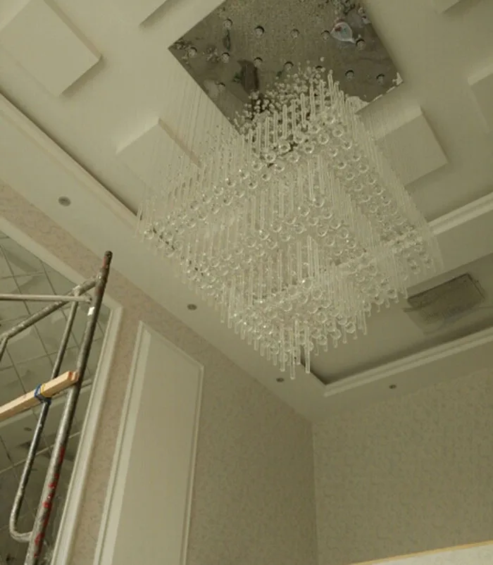 Простая современная вилла лестница люстра Дуплекс Здание гостиная большая отель