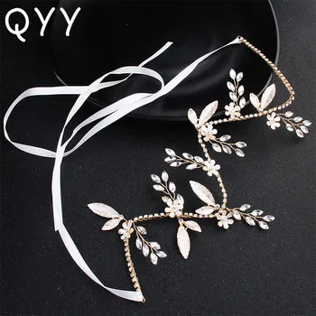 

QYY Classic Gold Colour Flowers Vine Crystal Wedding Headbands Hair Jewelry Handmade Headpieces Bridal Hair Accessories Tiaras