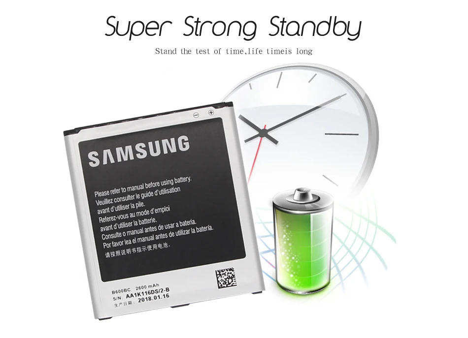 Оригинальная батарея samsung B600BC B600BE для samsung GALAXY S4 2600 мА/ч, I9500 I9502 i9295 GT-I9505 I9506 I9508 I959 i959 с NFC