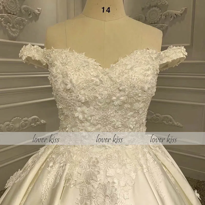 Lover Kiss vestido de novia настоящая принцесса с открытыми плечами свадебное платье Роскошные 3D цветы кружевное свадебное платье для женщин большие размеры