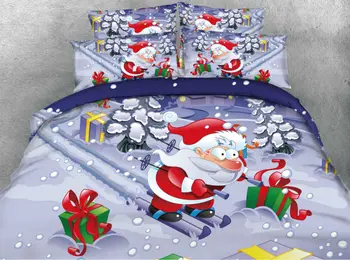 

JF-179 X'mas 4pcs Christmas Bed Linen cartoon Santa Claus bedding sets queen king size