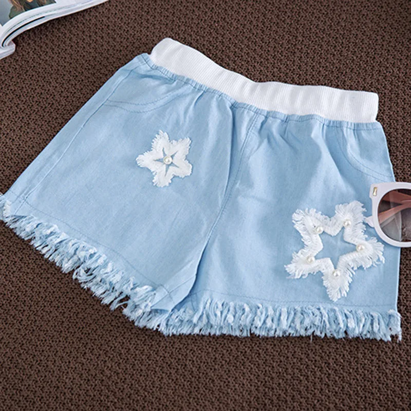 LAKAKSTY 2018 New Summer Children Clothing Sets  Baby Girl Chiffon Tops + Jeans Shorts 2pcs Suits Princess Kids Girls Clothes (5)