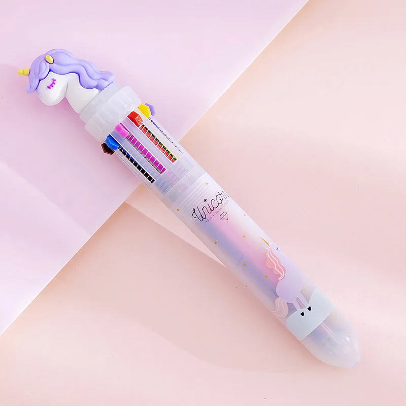 Colorful Cartoon Rainbow Unicorn 10 Colors Ballpoint Pen School Office Supply Writing Supply Gift Stationery Papelaria Escolar - Цвет: 04