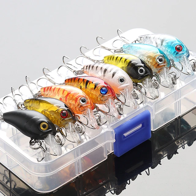 US $4.07 DONQL 5/8/10pcs Mixed Colors Minnow Baits Kit Fishing Lure Set Wobbler Crankbaits with Box Treble H