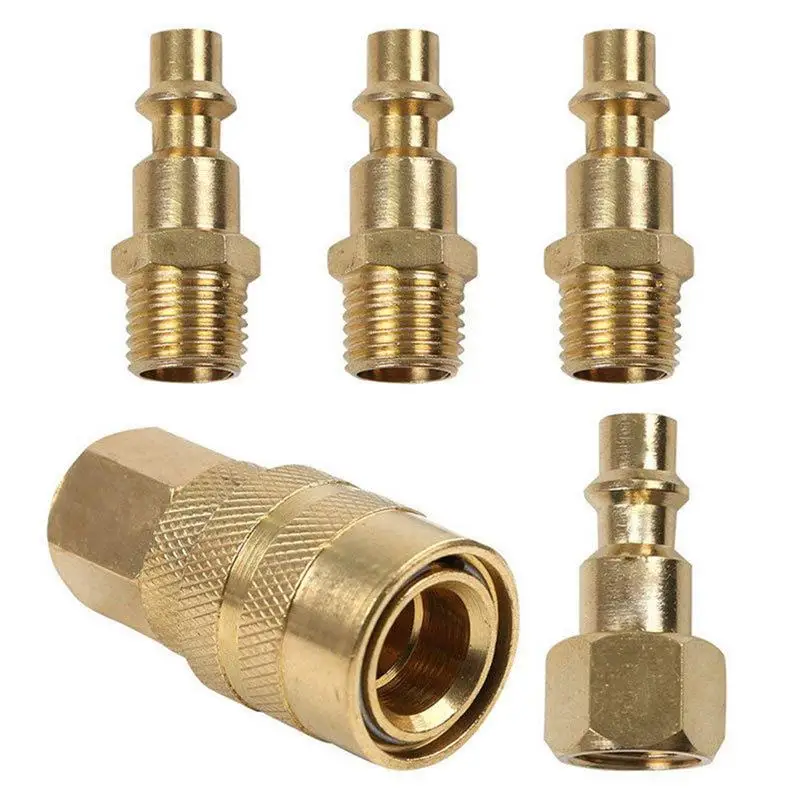10 PCs USA Style Brass Quick Realease Air Line Coupler Connector Set For Compressor Tools