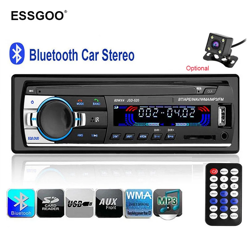 

Essgoo 1 Din Radio Car Multimedia Autoradio Bluetooth Rear View Camera Fm Stereo Receiver Usb Sd Aux-IN Mp3 Multimedia Player