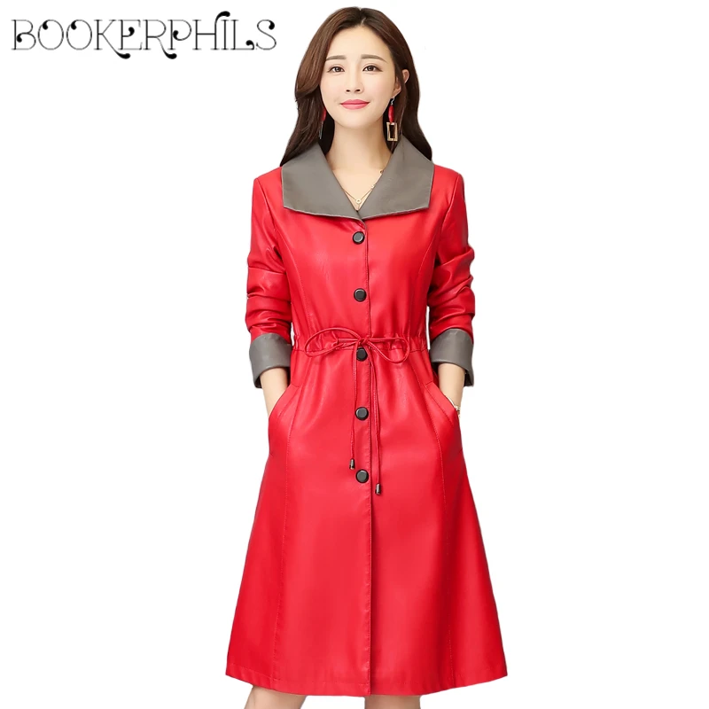 Long Soft Leather Jacket Women Winter Autumn Fashion