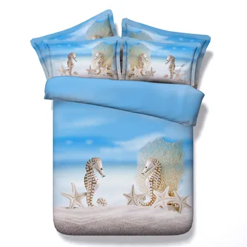 

Seahorse Digital print Bedding Set Quilt Cover Design Bed Set Bohemian a Mini Van Bedclothes 3pcs Large size 260*225cm JF383
