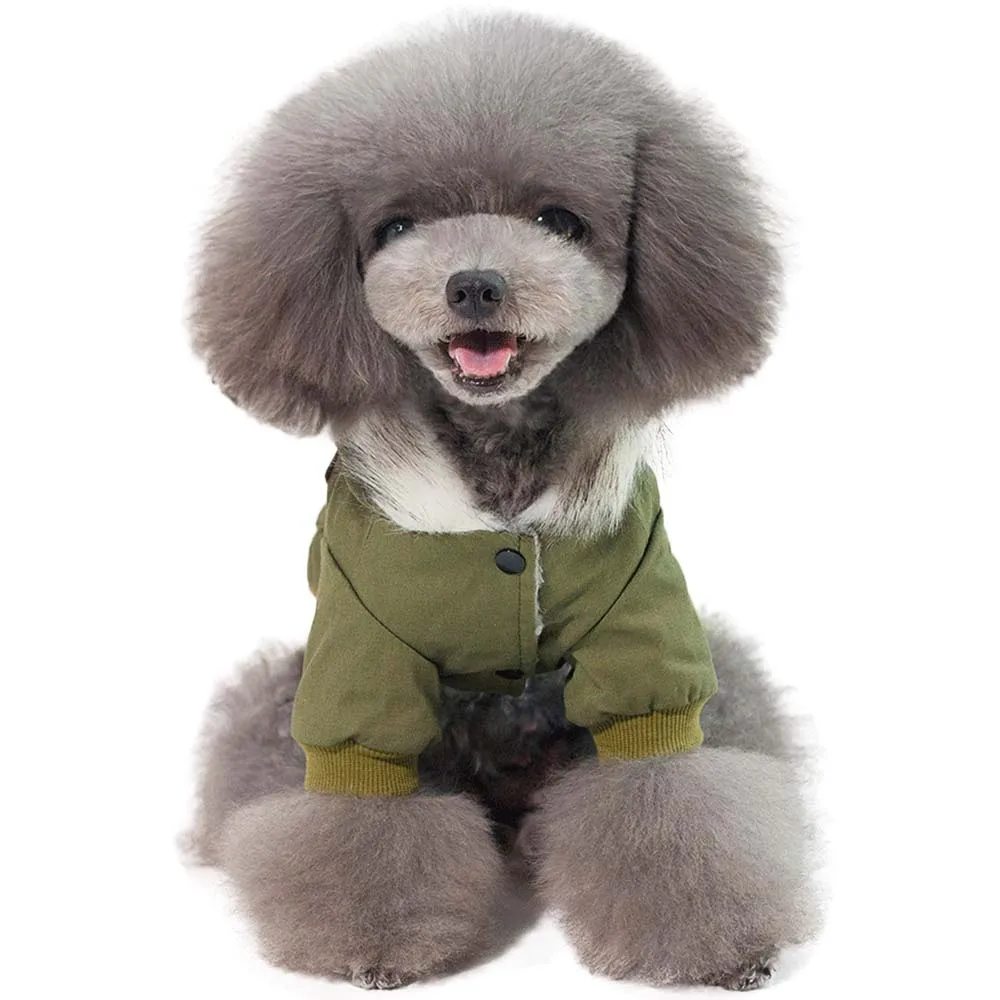 Winter Dog Clothes Luxury Faux Fur Collar Dog Coat for Small Dog Warm